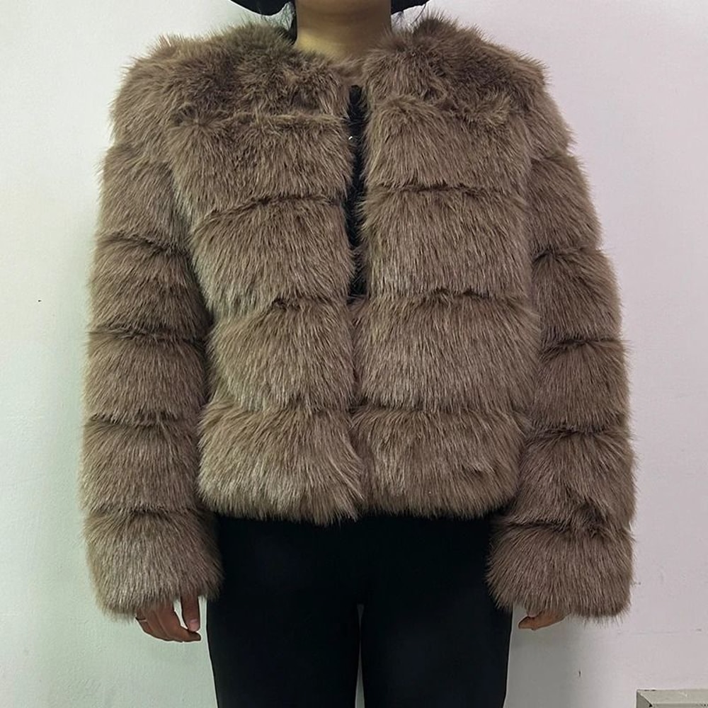 2024 Luxury Faux Raccoon Fur Coat Premium Fluffy Winter Jacket Thick Warm Furry Outerwear System 27