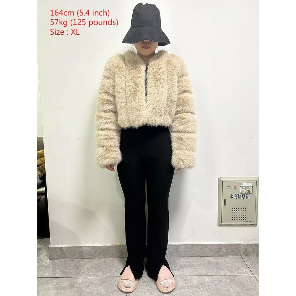 Luxury VNeck Faux Fox Fur Coat Chic Winter Teddy Jacket HighFashion Outerwear System 1