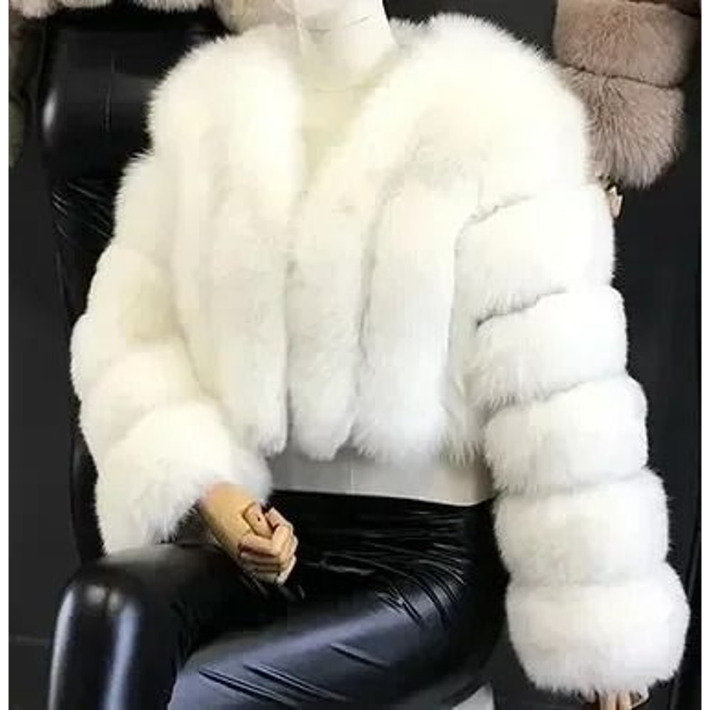 Luxury VNeck Faux Fox Fur Coat Chic Winter Teddy Jacket HighFashion Outerwear System 10
