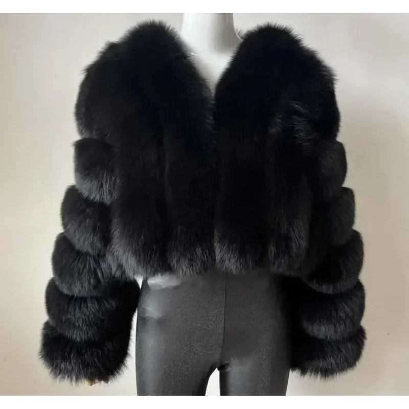 Luxury VNeck Faux Fox Fur Coat Chic Winter Teddy Jacket HighFashion Outerwear System 13