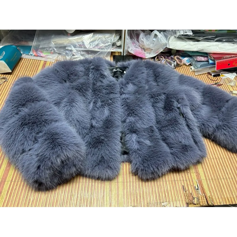 Luxury VNeck Faux Fox Fur Coat Chic Winter Teddy Jacket HighFashion Outerwear System 4
