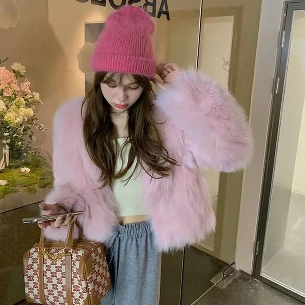 2026 Fashion Imitation Fox Fur Coat Premium Casual Short Loose Winter Jacket Comfortable Outerwea 6