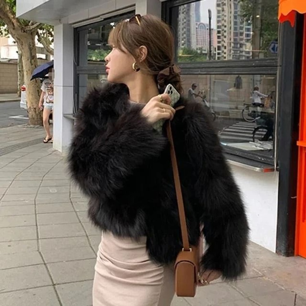 2026 Fashion Imitation Fox Fur Coat Premium Casual Short Loose Winter Jacket Comfortable Outerwea 10