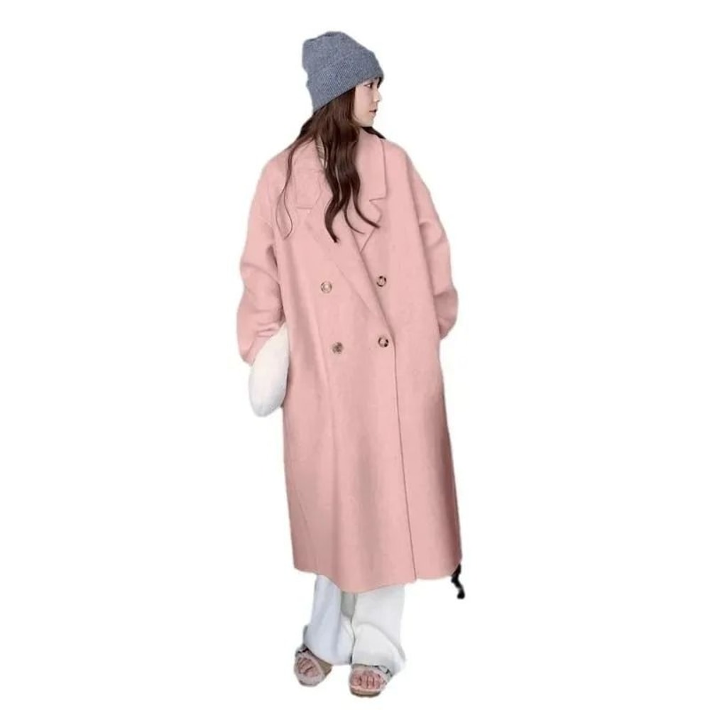 Womens Thickened Woolen System Premium KoreanStyle MidLength Coat AutumnWinter Trendy Jacket Infr 4