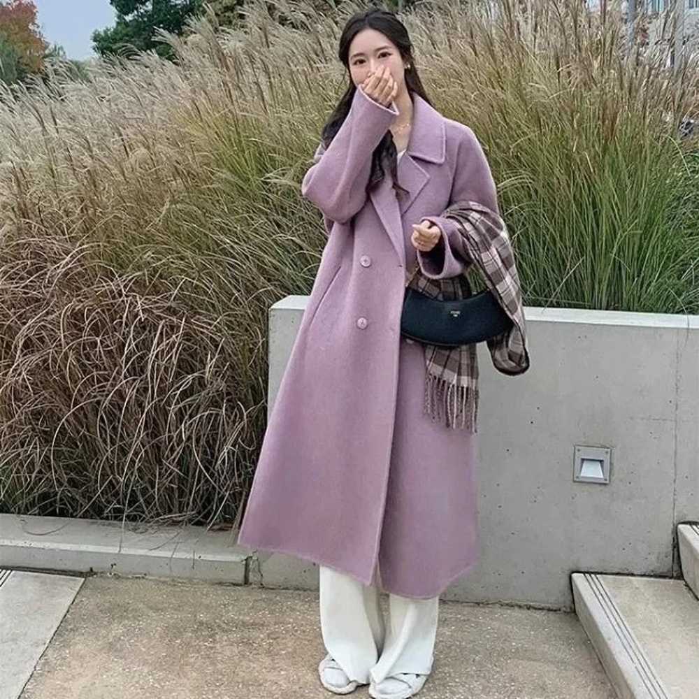 Womens Thickened Woolen System Premium KoreanStyle MidLength Coat AutumnWinter Trendy Jacket Infr 8