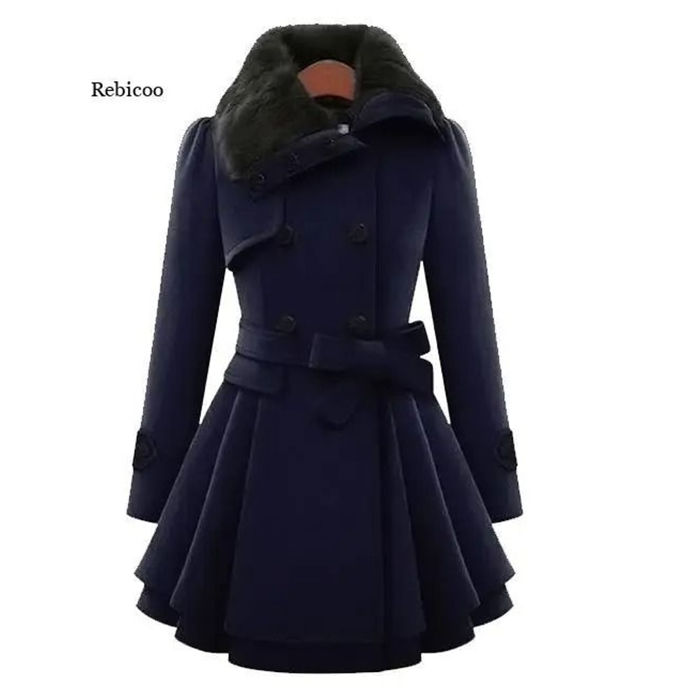 Womens Slim SherpaWool System Premium DoubleBreasted Padded Coat England Style Trench Infrastruct 2