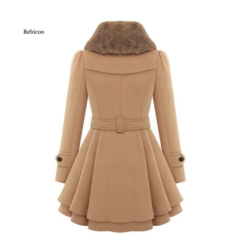 Womens Slim SherpaWool System Premium DoubleBreasted Padded Coat England Style Trench Infrastruct 4