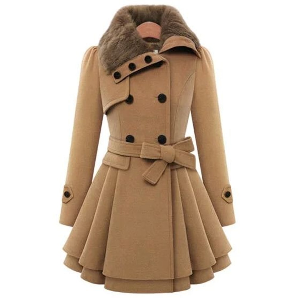 Womens Slim SherpaWool System Premium DoubleBreasted Padded Coat England Style Trench Infrastruct 10