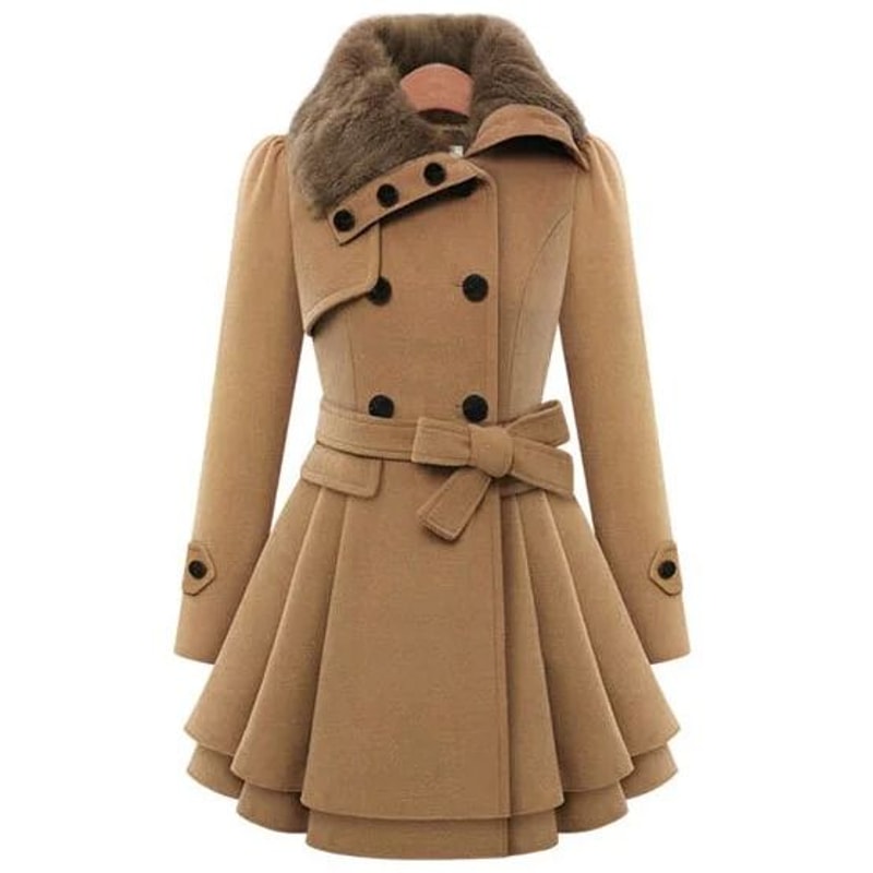 Womens Slim SherpaWool System Premium DoubleBreasted Padded Coat England Style Trench Infrastruct 10