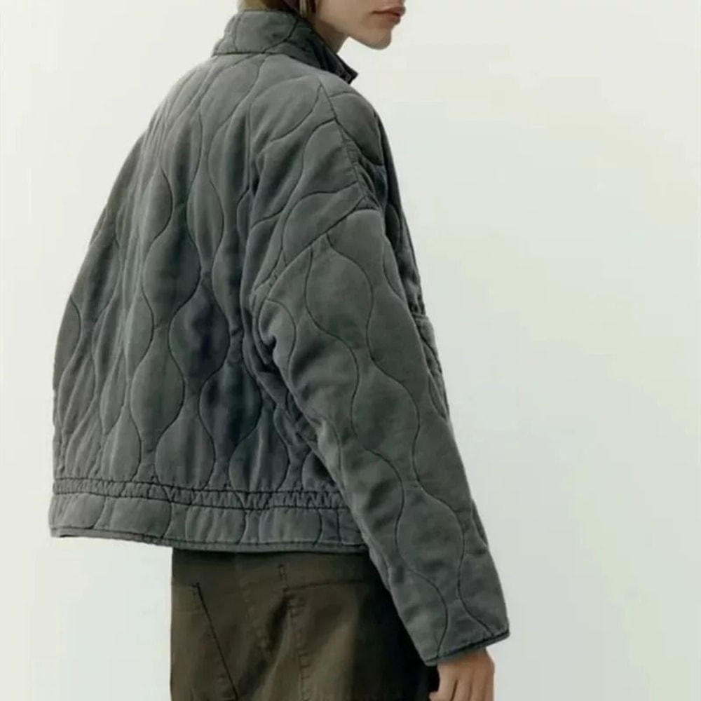 ZW Vintage Rayon Quilted System Premium Lenzing Cotton Jacket HighCollar Decorative Outerwear Inf 4