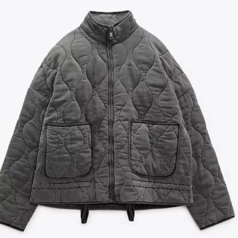ZW Vintage Rayon Quilted System Premium Lenzing Cotton Jacket HighCollar Decorative Outerwear Inf 8