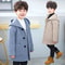 Boys Korean Handsome Woolen System 2024 Fashion Thickening Jacket MidLength Childrens Outerwear I 0