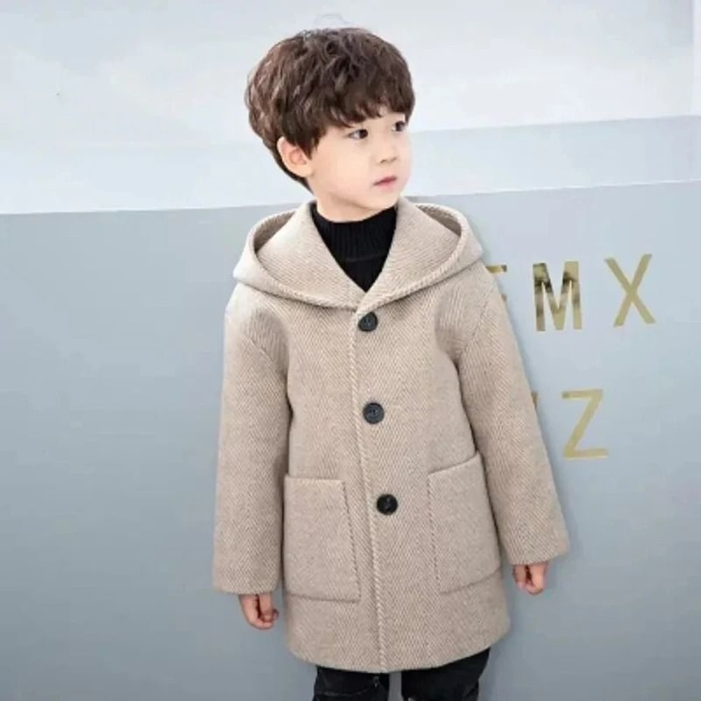 Boys Korean Handsome Woolen System 2024 Fashion Thickening Jacket MidLength Childrens Outerwear I 2