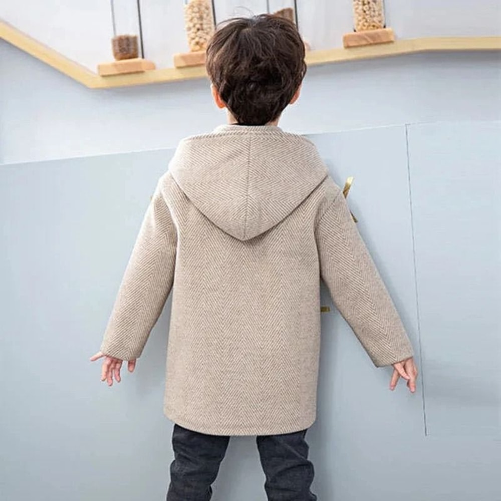 Boys Korean Handsome Woolen System 2024 Fashion Thickening Jacket MidLength Childrens Outerwear I 3