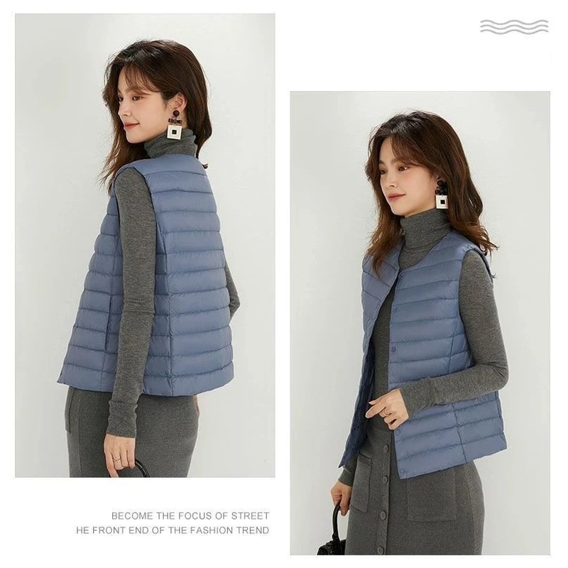 Womens Lightweight Collarless System Premium Plus Size Thermal Puffer Gilet Versatile Sleeveless 1