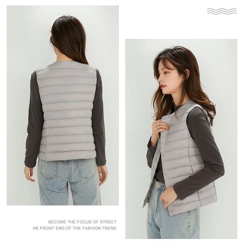 Womens Lightweight Collarless System Premium Plus Size Thermal Puffer Gilet Versatile Sleeveless 3