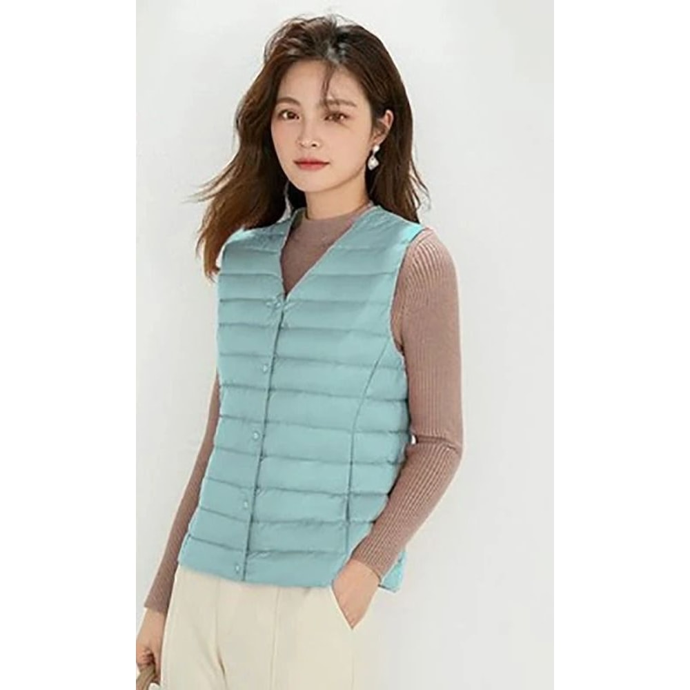 Womens Lightweight Collarless System Premium Plus Size Thermal Puffer Gilet Versatile Sleeveless 9