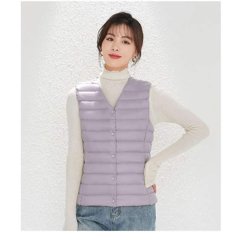 Womens Lightweight Collarless System Premium Plus Size Thermal Puffer Gilet Versatile Sleeveless 11
