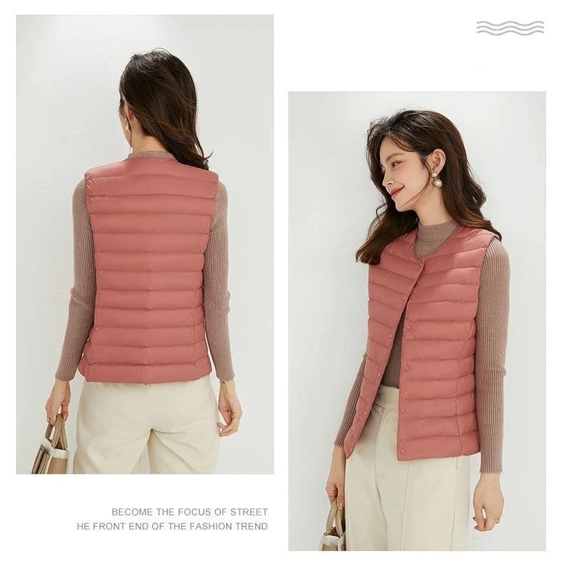 Womens Lightweight Collarless System Premium Plus Size Thermal Puffer Gilet Versatile Sleeveless 12
