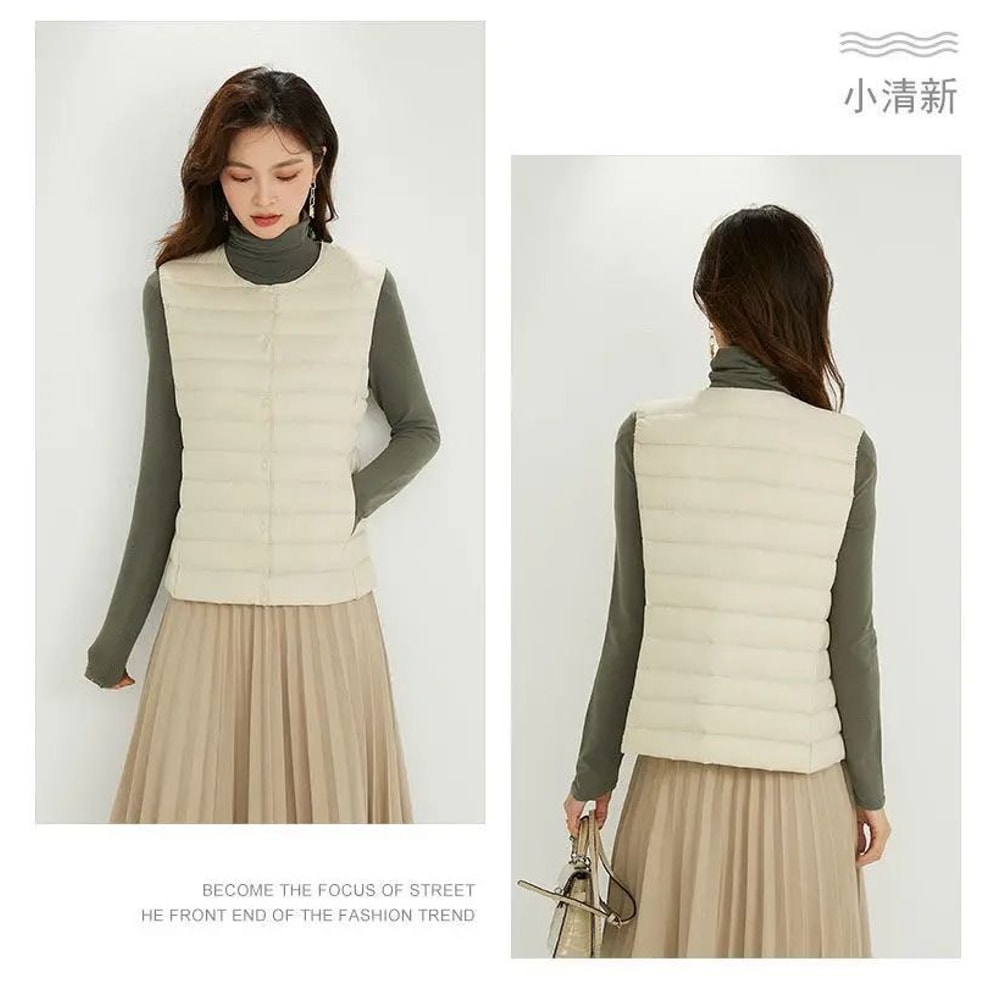 Womens Lightweight Collarless System Premium Plus Size Thermal Puffer Gilet Versatile Sleeveless 5