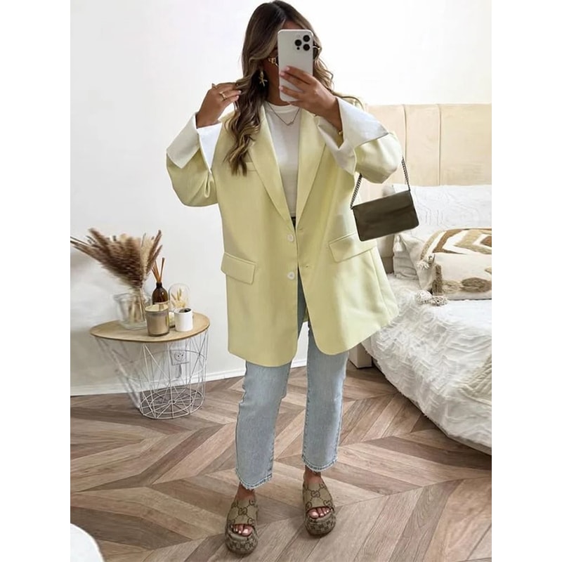 Womens Elegant Office Blazer Premium 2025 Autumn Single Breasted Jacket Professional Shoulder Pad 1