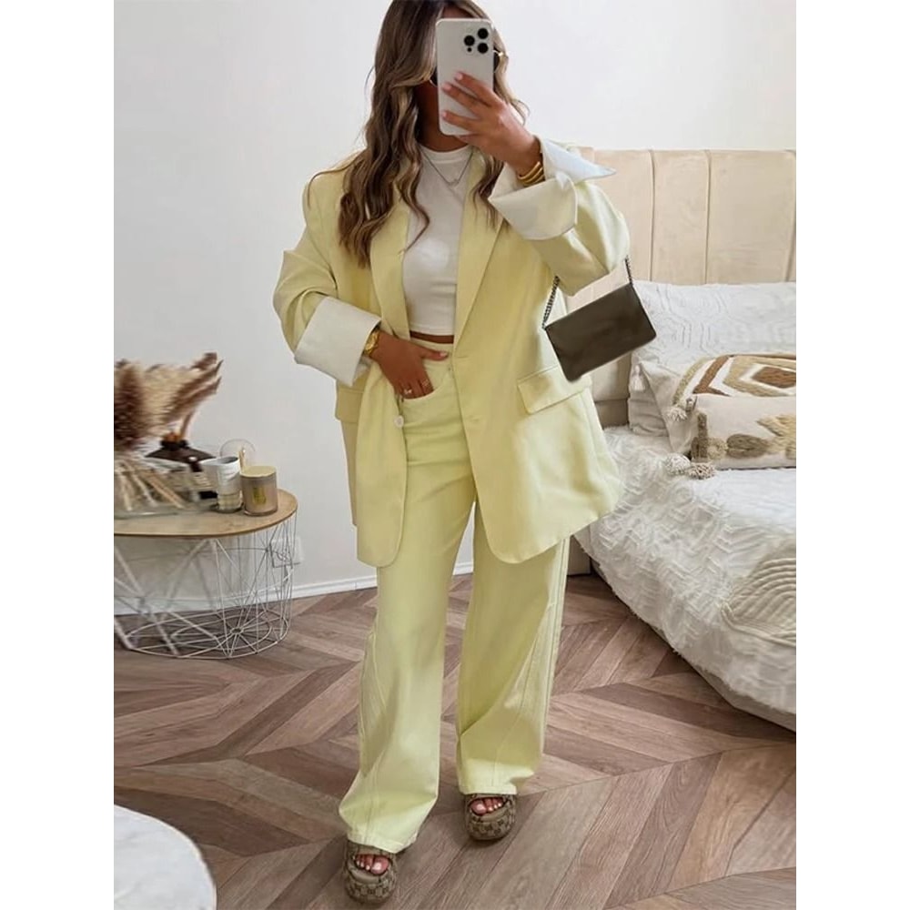 Womens Elegant Office Blazer Premium 2025 Autumn Single Breasted Jacket Professional Shoulder Pad 4