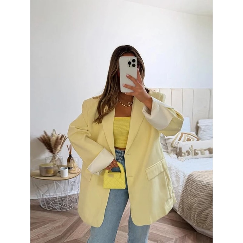 Womens Elegant Office Blazer Premium 2025 Autumn Single Breasted Jacket Professional Shoulder Pad 5