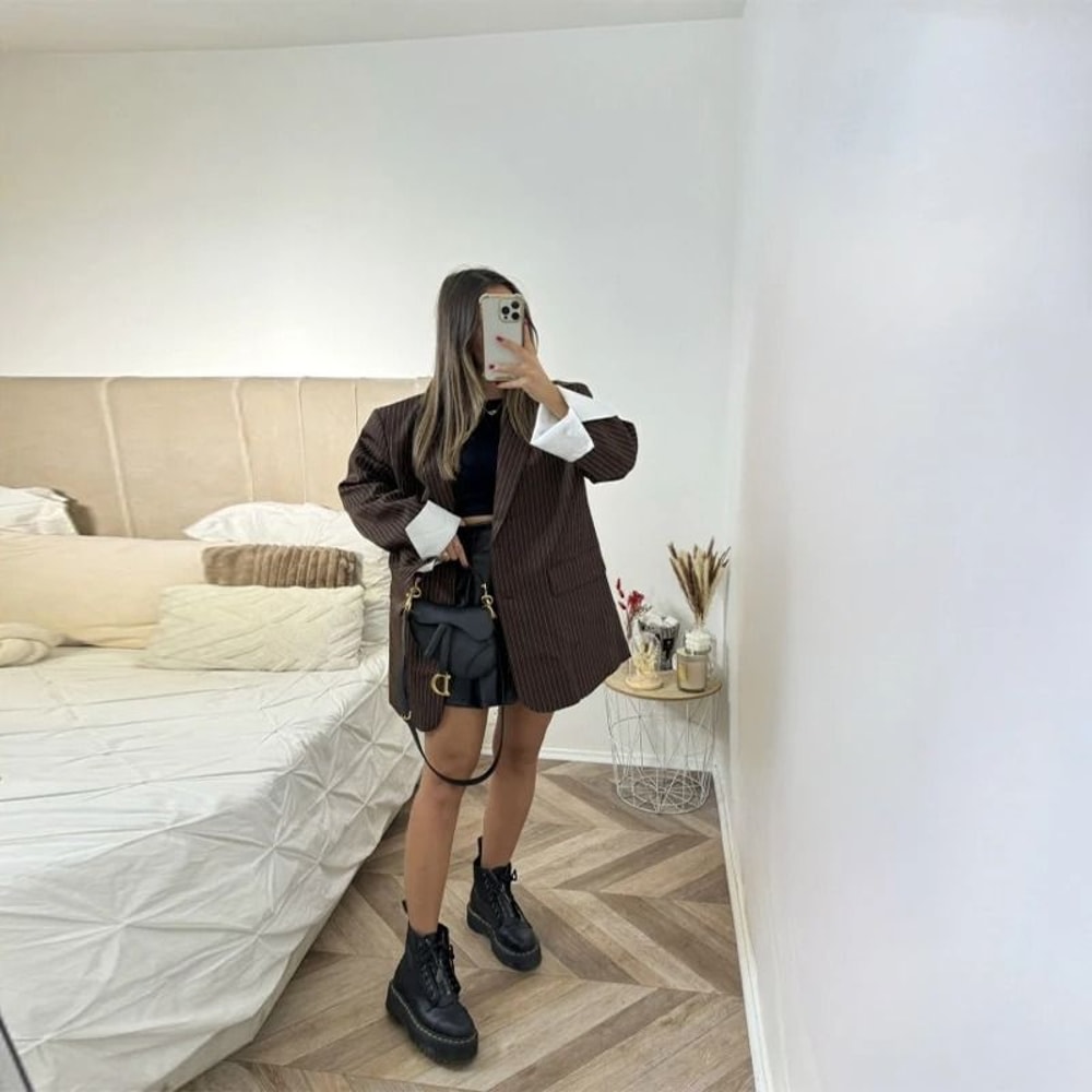 Womens Elegant Office Blazer Premium 2025 Autumn Single Breasted Jacket Professional Shoulder Pad 6