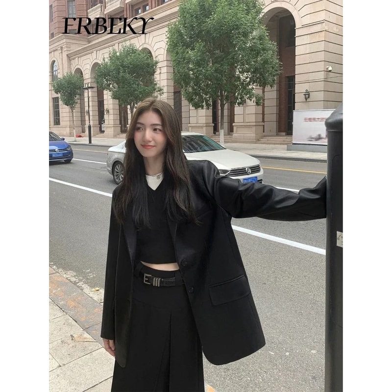 Womens PU Leather Blazer System Premium Faux Leather Formal Jacket SlimFit Autumn Outerwear Infra 1