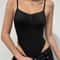 Womens Skinny Shirring Bodysuit Premium Spaghetti Strap Vacation Camisole Sexy Basic Innerwear 1