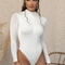 Womens Mock Neck Bodycon Bodysuit Premium AutumnWinter Long Sleeve Slim Zipper Outwear System 9