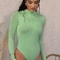 Womens Mock Neck Bodycon Bodysuit Premium AutumnWinter Long Sleeve Slim Zipper Outwear System 4