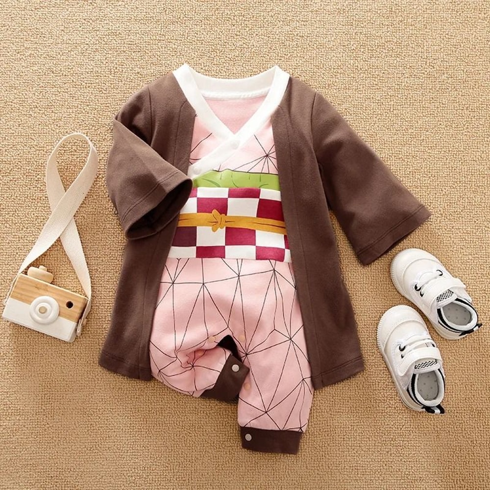Newborn Anime Cape Style Bodysuit Premium Cotton Long Sleeve Romper Infant Quality Rational Desig 3