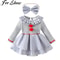 Baby Girl Creepy Clown Cosplay Costume Premium Layered Gray Joker Dress Romper Halloween Party Ou 0