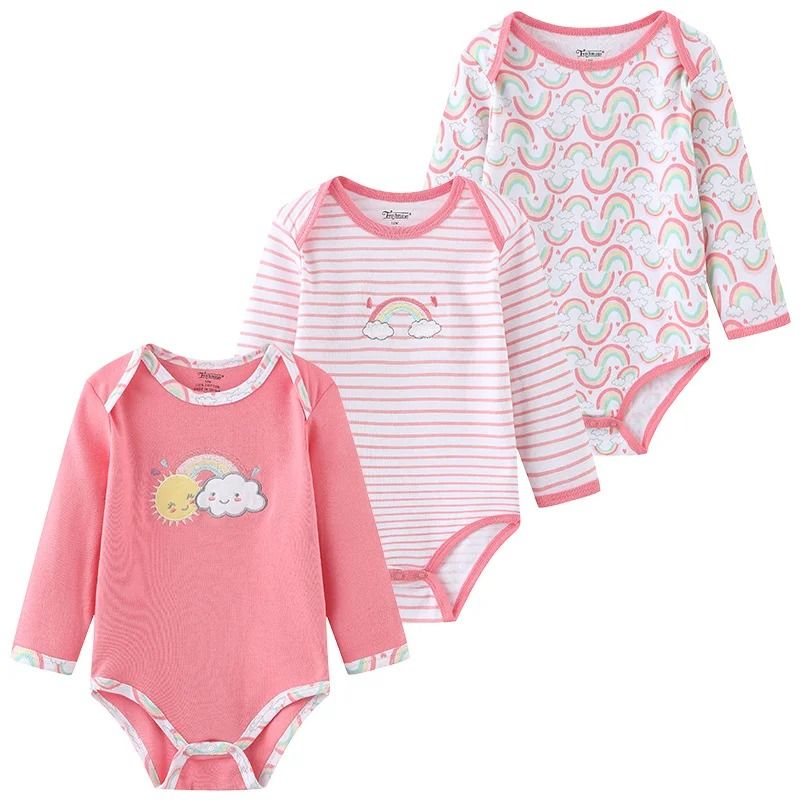Kiddiezoom 3Pack Newborn Cartoon Bodysuits Premium 100 Cotton Long Sleeve Soft Infant Onesies 8