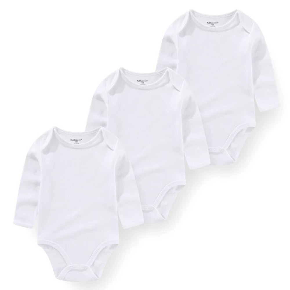 Kiddiezoom 3Pack Newborn Cartoon Bodysuits Premium 100 Cotton Long Sleeve Soft Infant Onesies 26