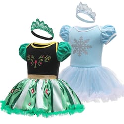 baby girls princess tutu dress | premium anna elsa snow queen infant romper & birthday costume system