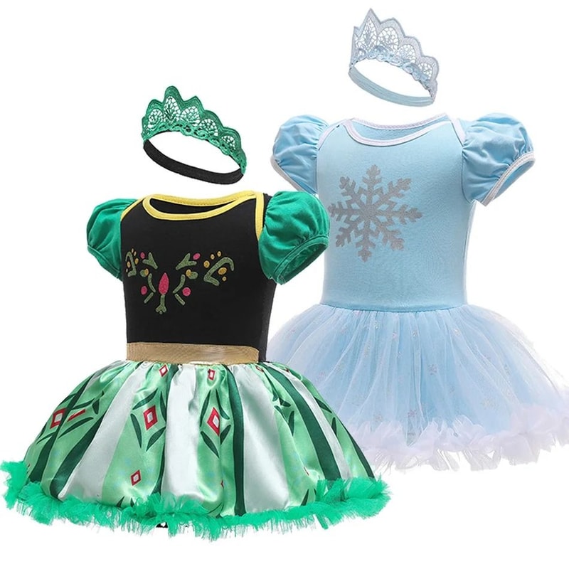 Baby Girls Princess Tutu Dress Premium Anna Elsa Snow Queen Infant Romper Birthday Costume System 0