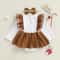 Infant Girl Christmas Gingerbread Man Romper Premium Long Sleeve Dress Bow Headband Newborn Set 2