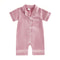 Pudcoco Baby Satin Pajama Jumpsuit Premium ButtonUp Toddler Sleepwear Cute Short Sleeve Romper 6