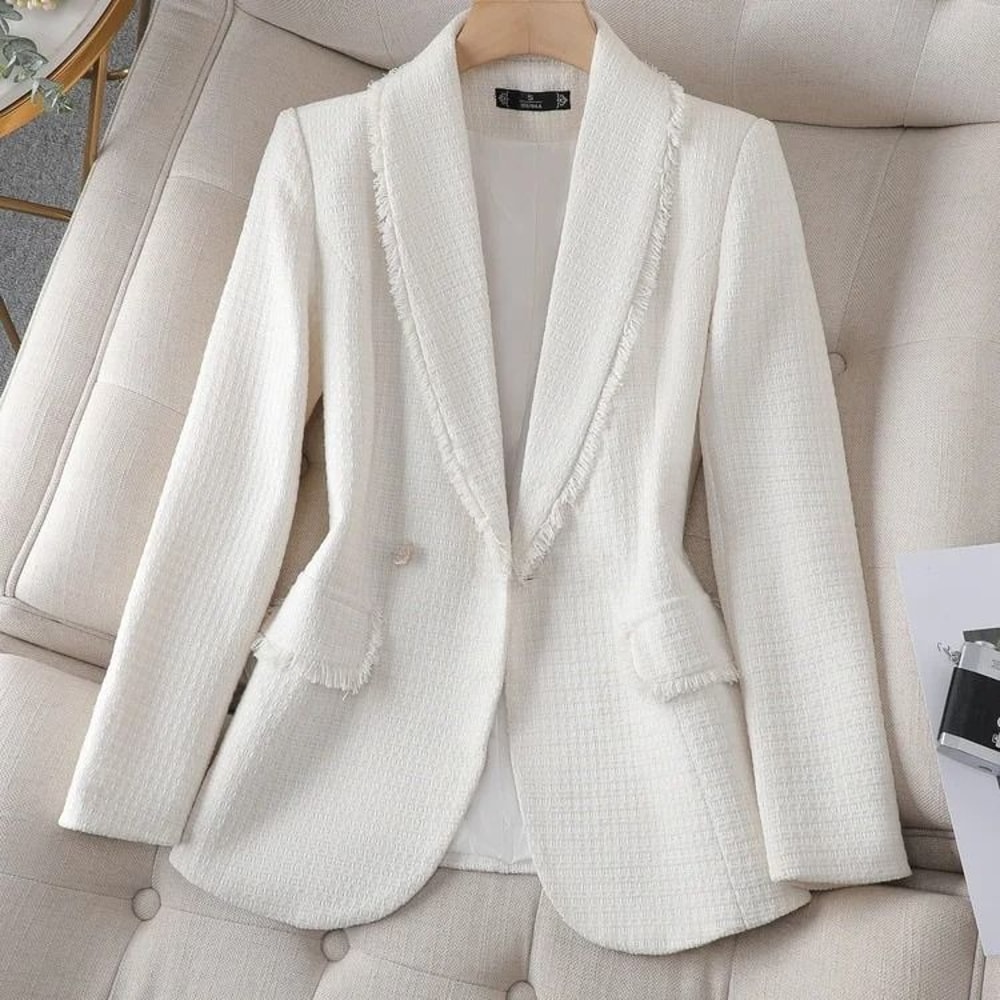 Womens Premium Folded Suit Jacket SlimFit Spring Fashion Polyester Coat Professional Small Blazer 1
