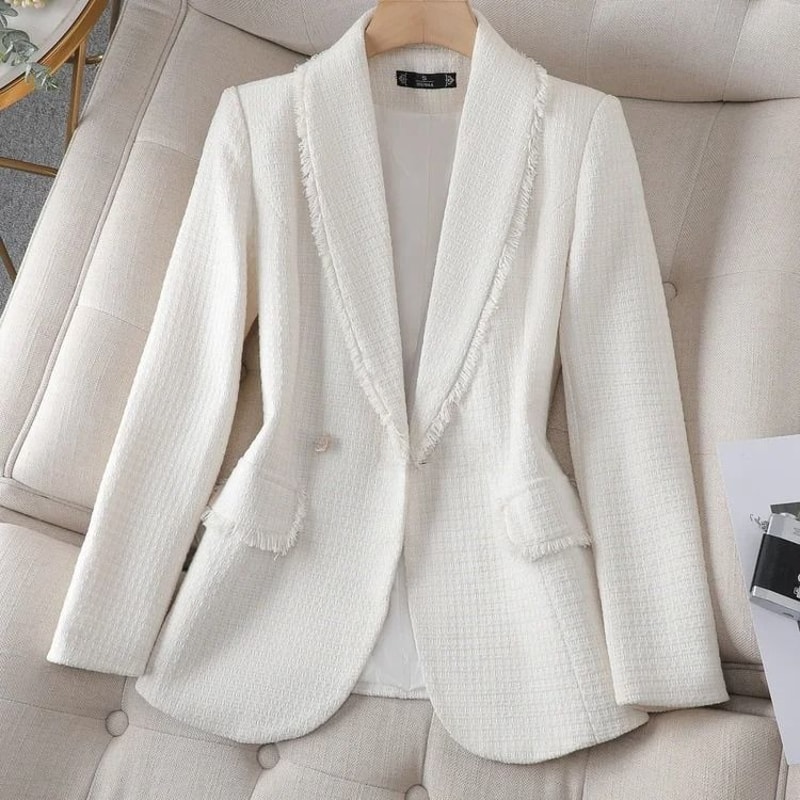 Womens Premium Folded Suit Jacket SlimFit Spring Fashion Polyester Coat Professional Small Blazer 1