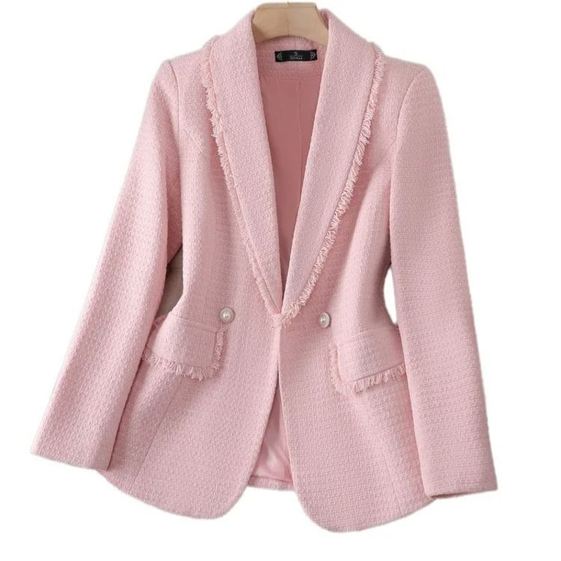 Womens Premium Folded Suit Jacket SlimFit Spring Fashion Polyester Coat Professional Small Blazer 4