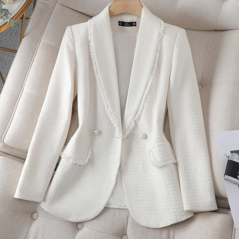 Womens Premium Folded Suit Jacket SlimFit Spring Fashion Polyester Coat Professional Small Blazer 6