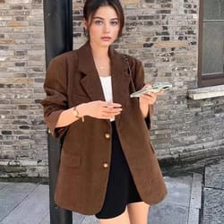 womens vintage corduroy blazer | premium single breasted loose casual coat & autumn fashion outerwear