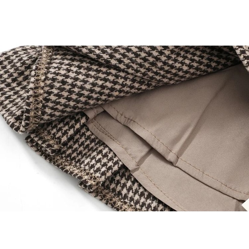 Womens Y2K Houndstooth Mini Skirt Premium Low Rise Woolen Pleated Skirt Autumn Winter Fashion Bel 5