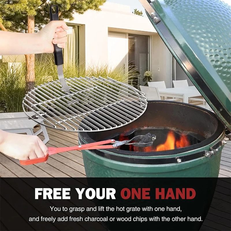 Universal Grill Grate Lifter Tool Premium Cast Iron Grid Gripper BBQ Handle Clip Infrastructure 3