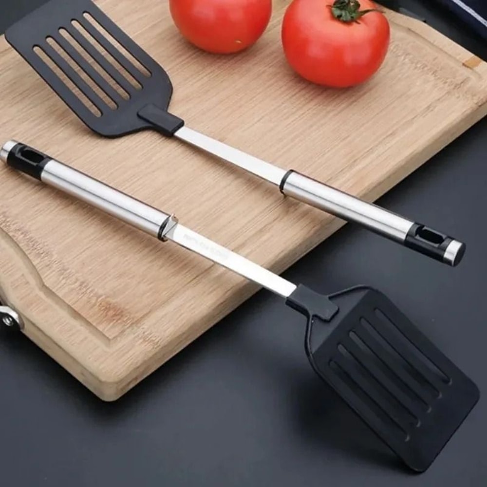 Stainless Steel Slotted Turner Premium Nylon Handle Spatula Fish Frying Shovel For NonStick Pans 5