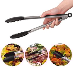 silicone non-slip kitchen tongs | premium stainless steel bbq food tong & high-heat cooking infrastructure