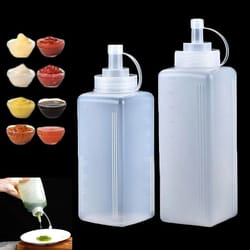 pro-series squeeze condiment bottle | high-capacity jam & salad dressing dispenser with storage lid